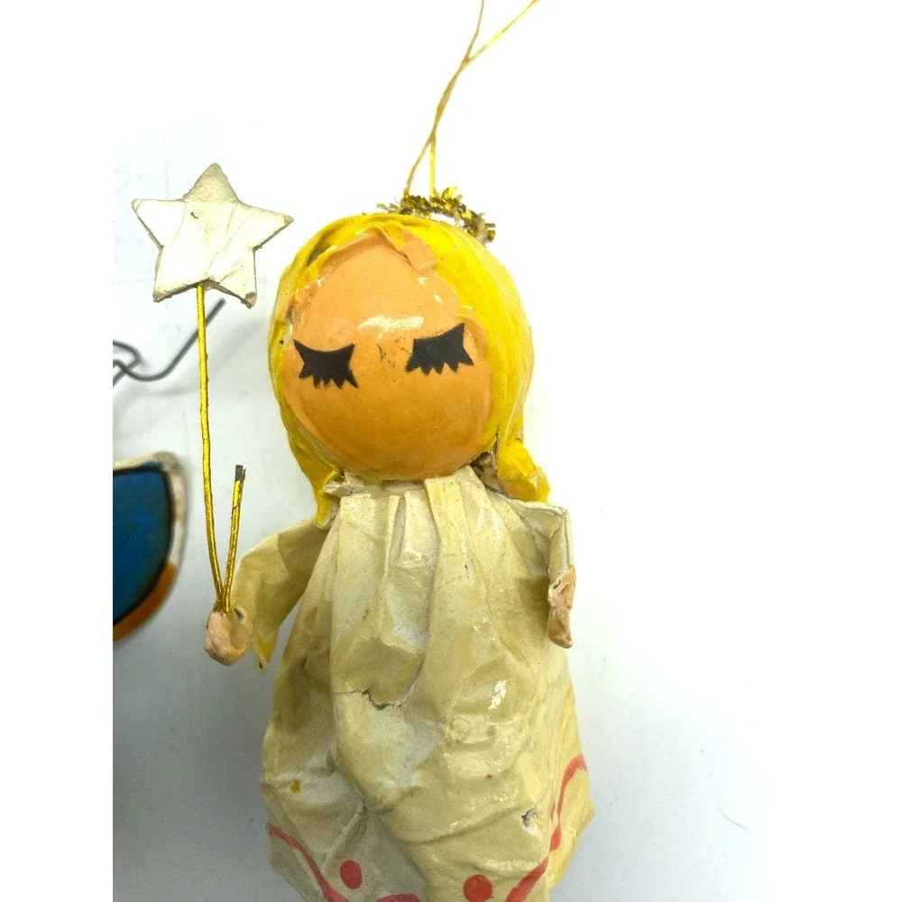 Vintage Paper Mache Angel Ornaments set‎ of Two